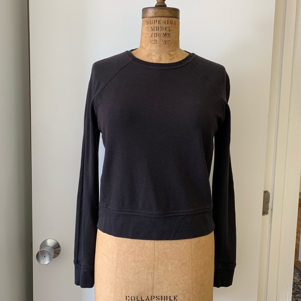 Long Sleeve Pique Cropped Sweatshirt